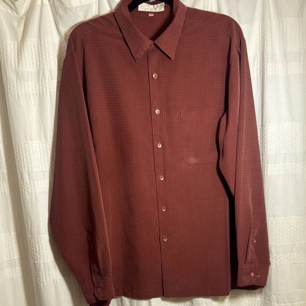 Men's Perry Ellis Rust Shirt Untucked Size Large